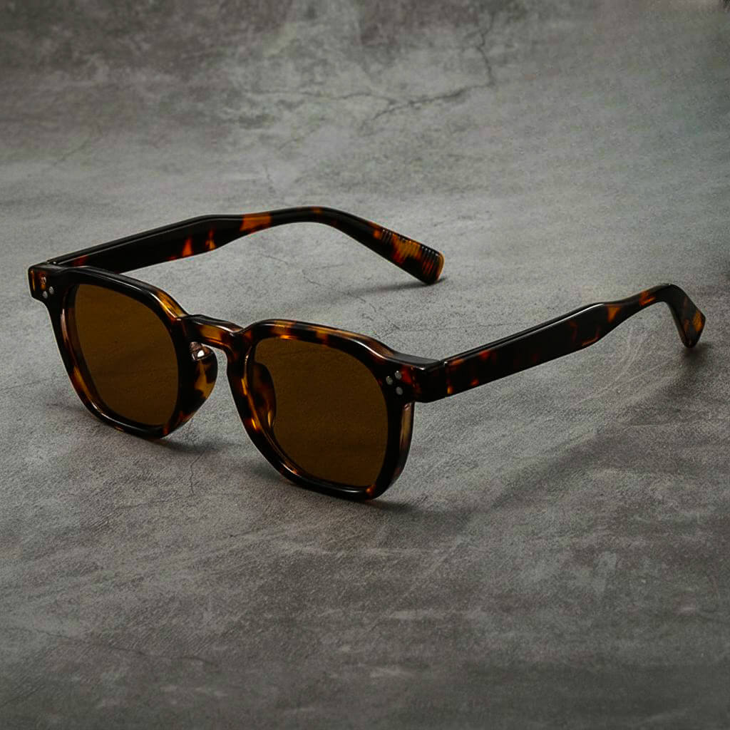 Marvin Structured Retro Sunglasses with Angular Square Lenses