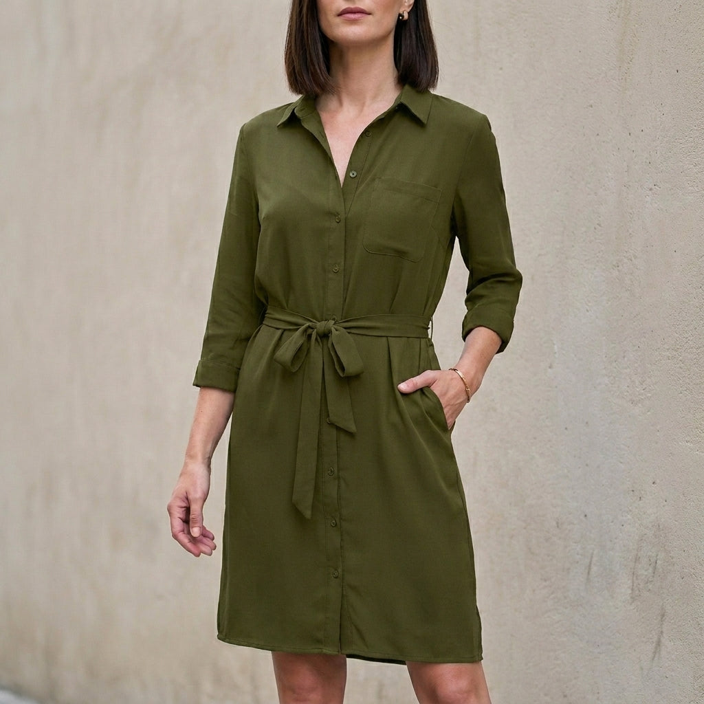 Sophisticated Belted Shirt Dress for Effortless Elegance