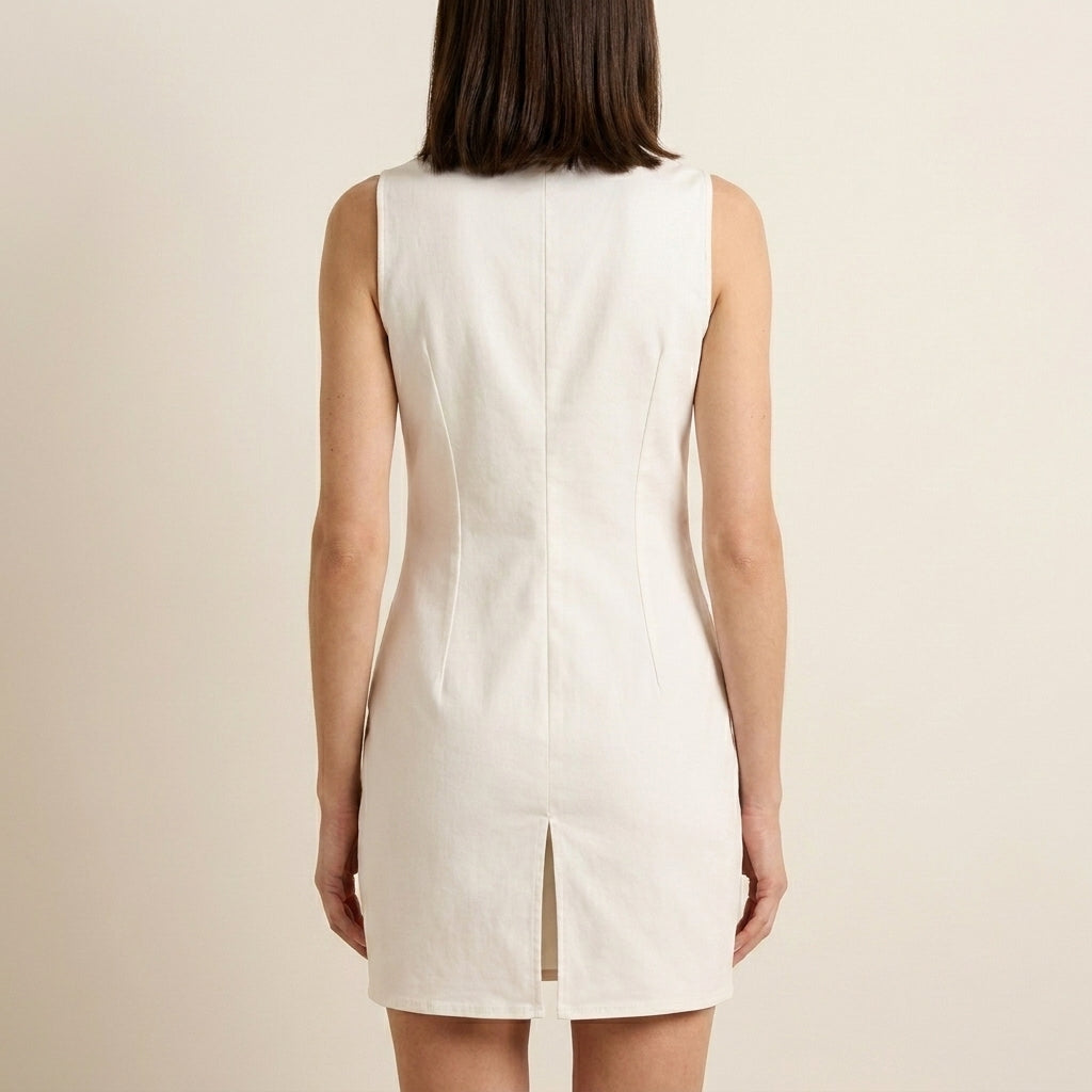 Monaco Muse Tailored Button-Front Mini Dress