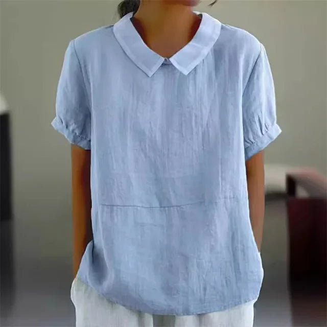Serene Linen Collared Blouse
