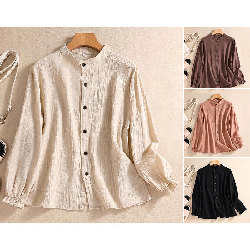 Breezy Artisan Crinkle Cotton Blend Tunic Blouse