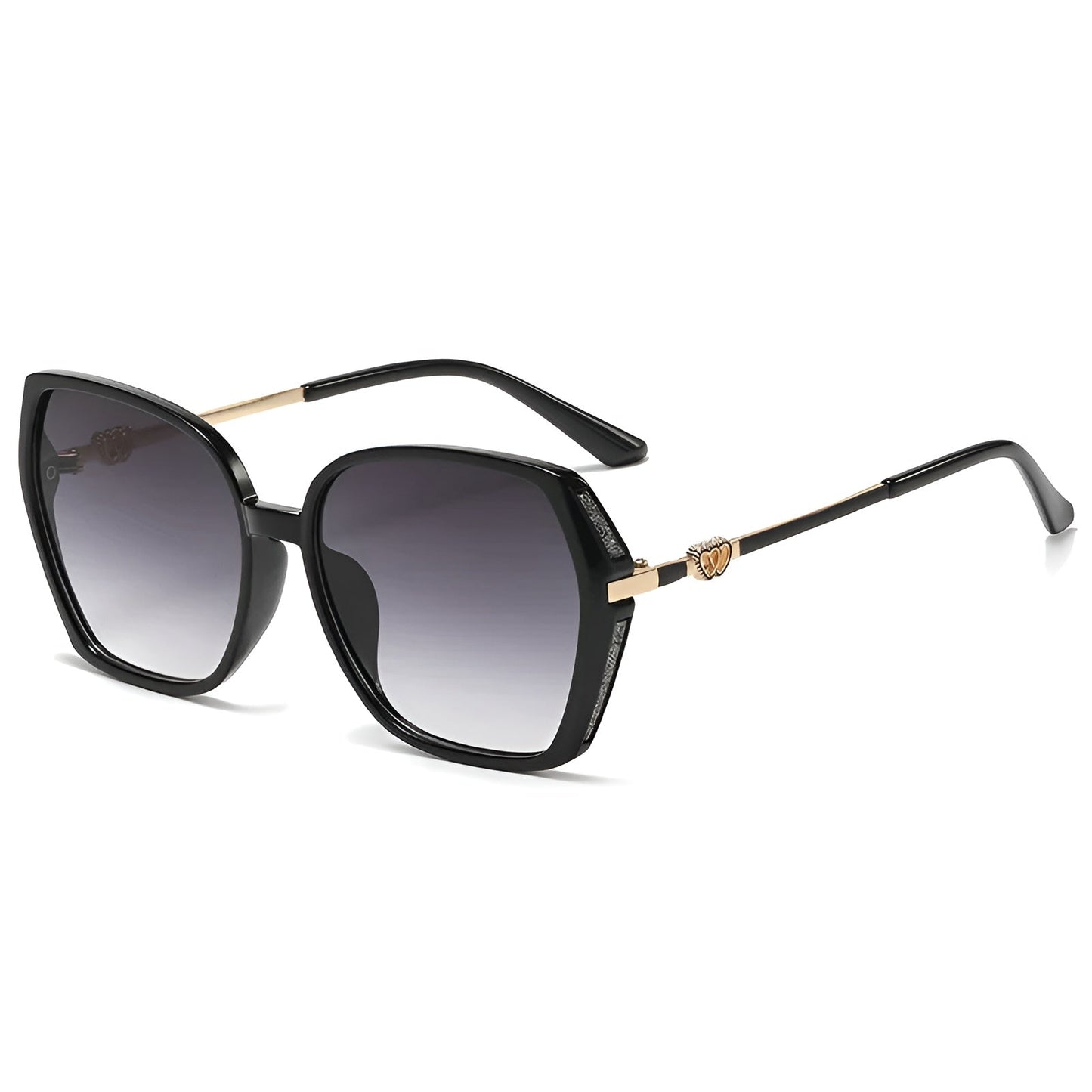 Odeza Oversized Geometric Sunglasses with Gradient Lenses and Sparkle Trim