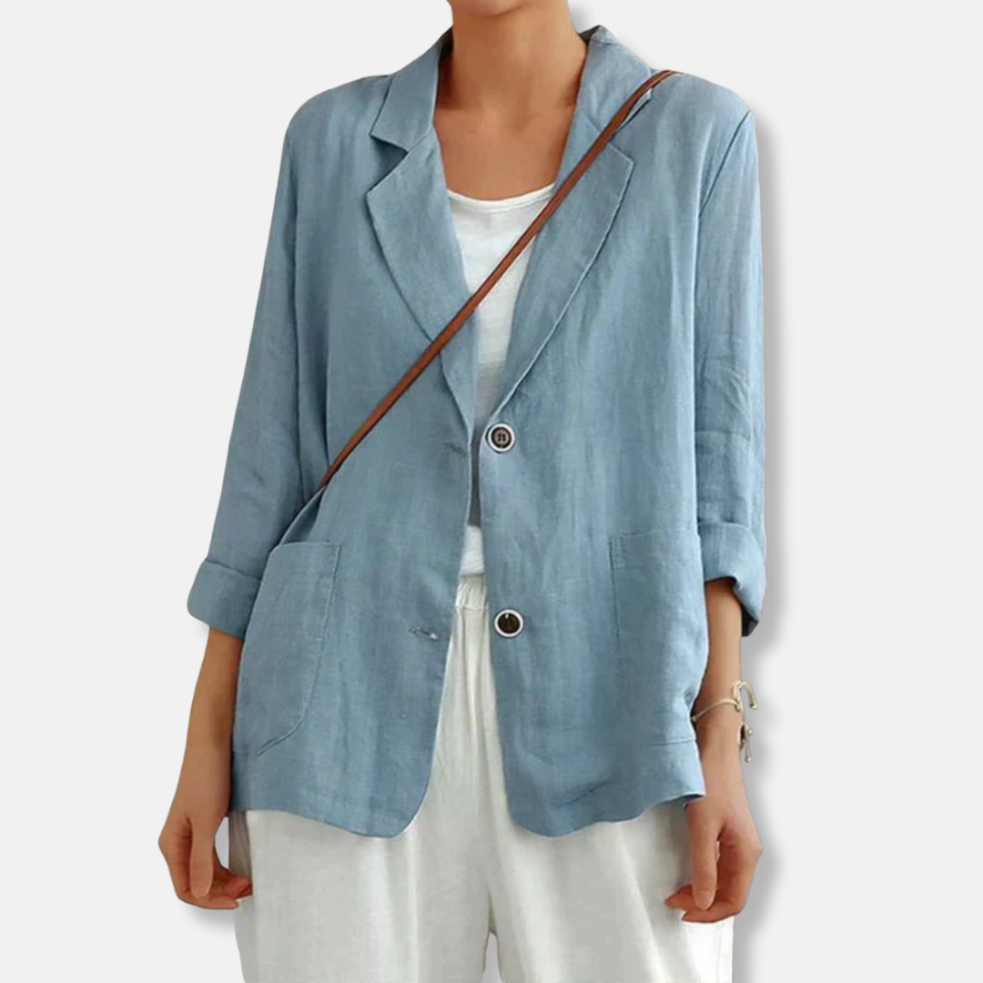 Relaxed Fit Linen-Blend Blazer for Effortless Summer Layering
