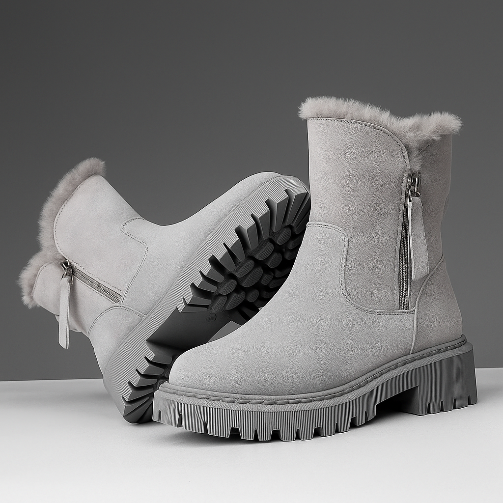Isla Ankle-Length Ankle Boots | Fur Trim Lug Sole Ankle Boots