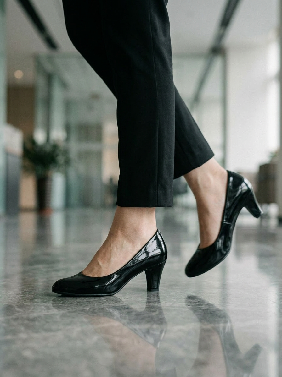 Elegant Glossy Medium Heel Pumps for Sophisticated Occasions