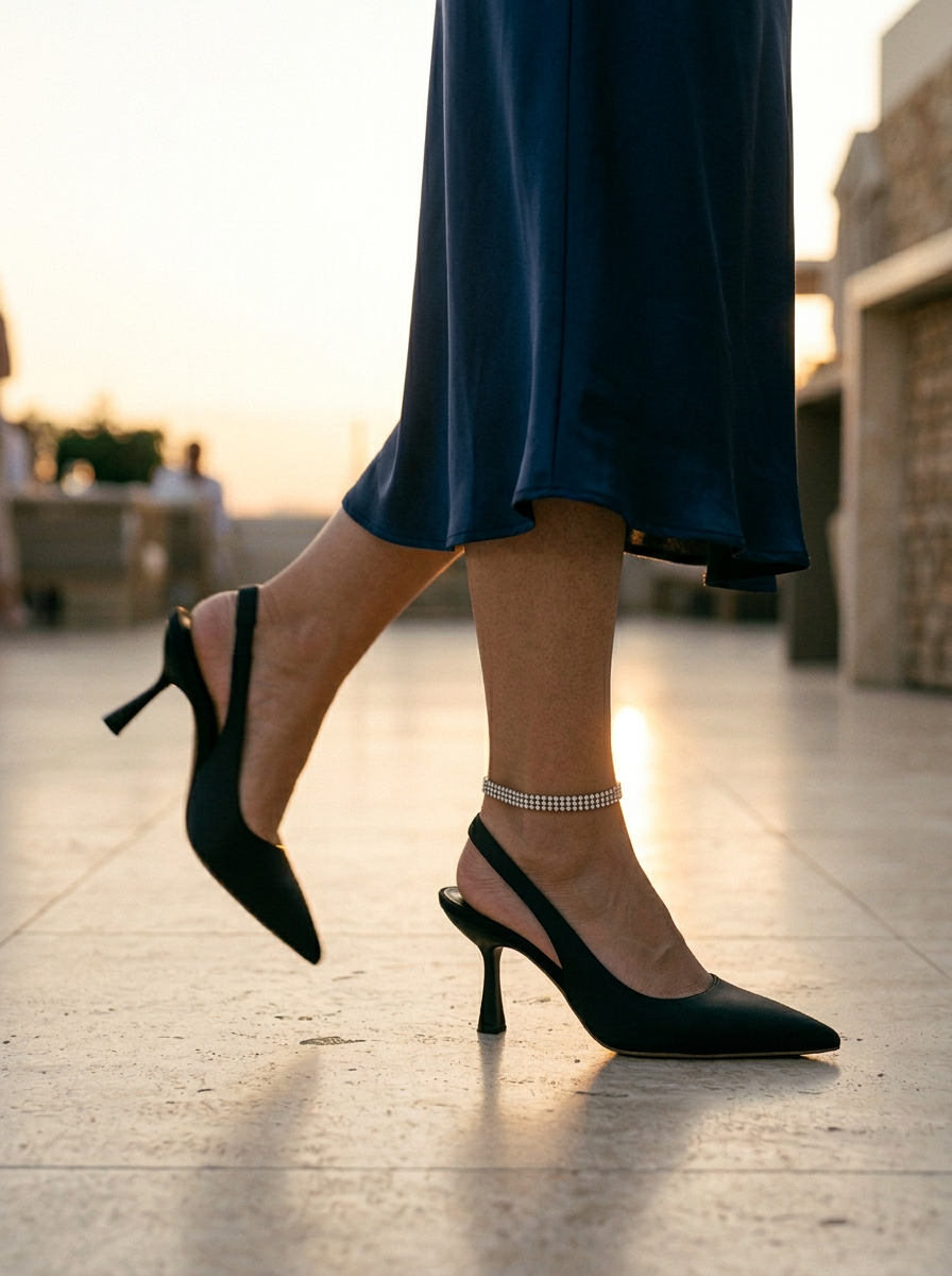 Pointed-Toe Slingback Pumps with Stiletto Heel for Evening Elegance