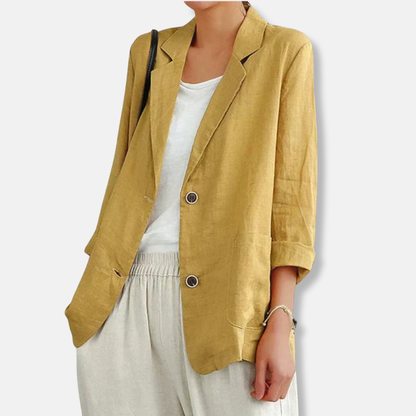 Relaxed Fit Linen-Blend Blazer for Effortless Summer Layering