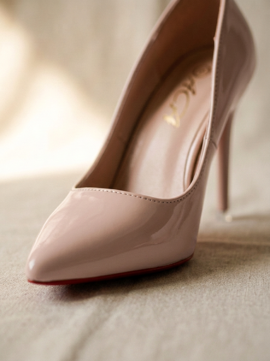 Sleek Pointed Toe Stiletto Pumps with Glossy Finish and Contrast Sole