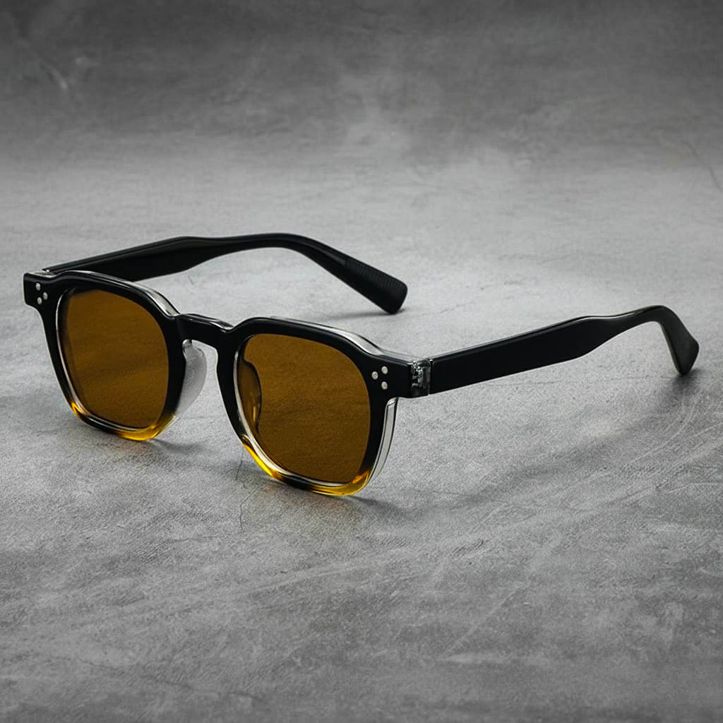 Marvin Structured Retro Sunglasses with Angular Square Lenses