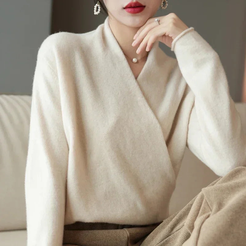 Amelia Wrap Pullover | V-Neck Relaxed Fit Pullover