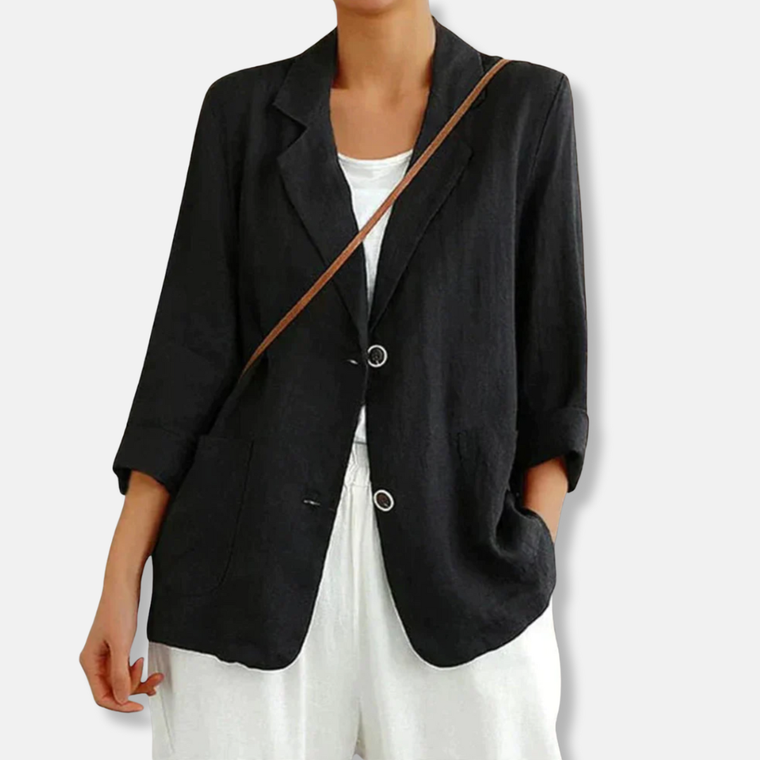 Relaxed Fit Linen-Blend Blazer for Effortless Summer Layering