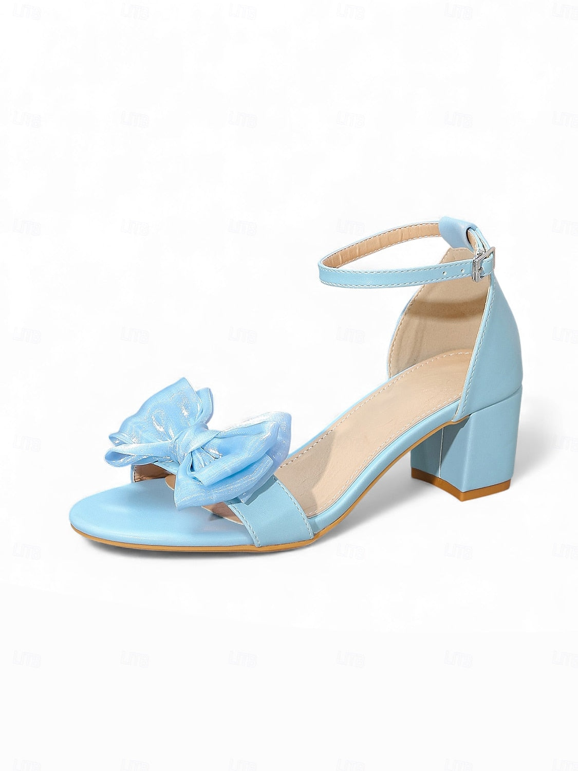 Elevated Ankle Strap Block Heels with Statement Bow Embellishment