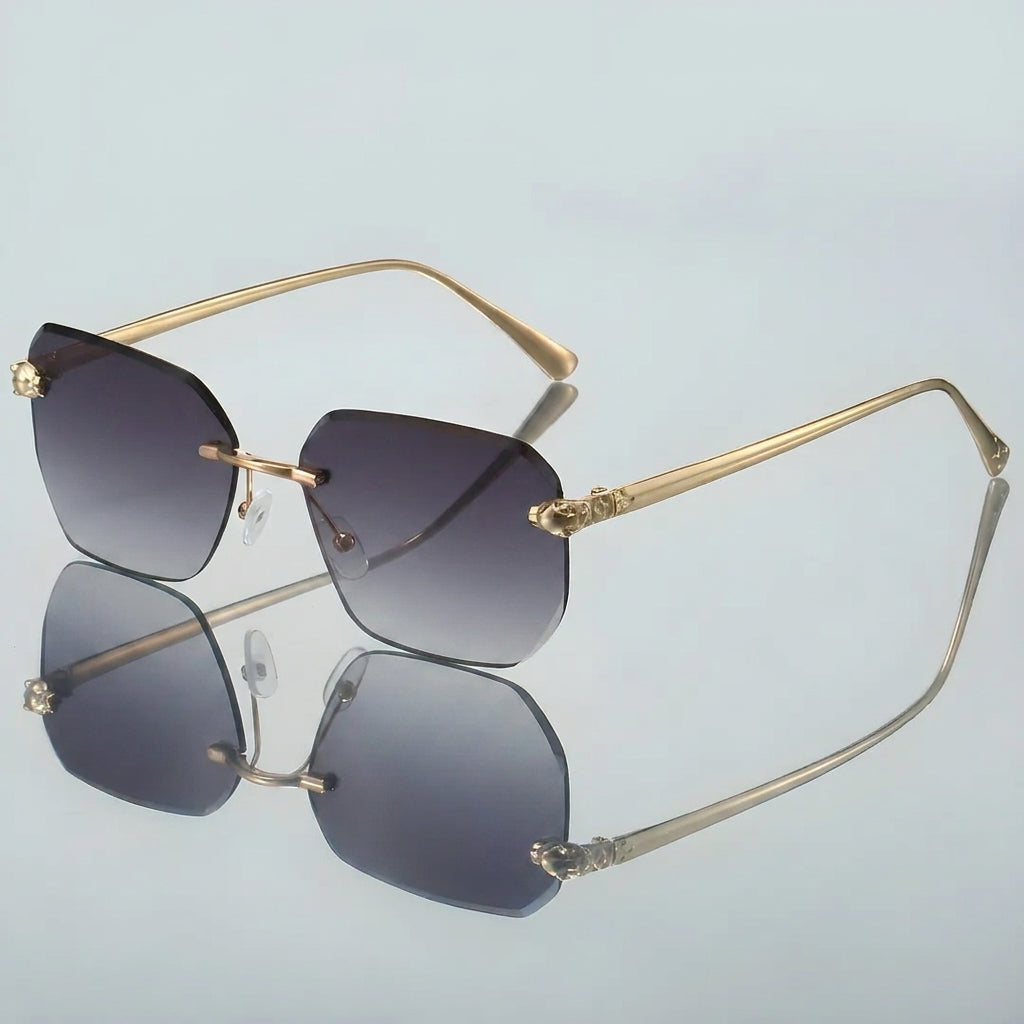 Coast Geometric Rimless Sunglasses with Ornate Hinges and Gradient Lenses