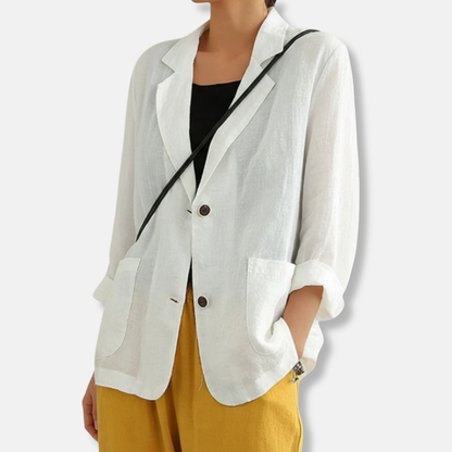 Relaxed Fit Linen-Blend Blazer for Effortless Summer Layering