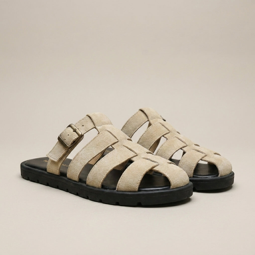 Santorini Woven Fisherman Slide Sandals with Cushioned Comfort Sole