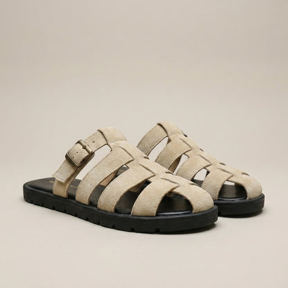 Santorini Woven Fisherman Slide Sandals with Cushioned Comfort Sole