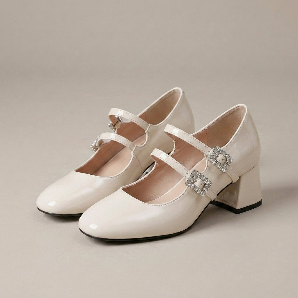 Chic Double Strap Mary Jane Heels with Polished Feminine Silhouette