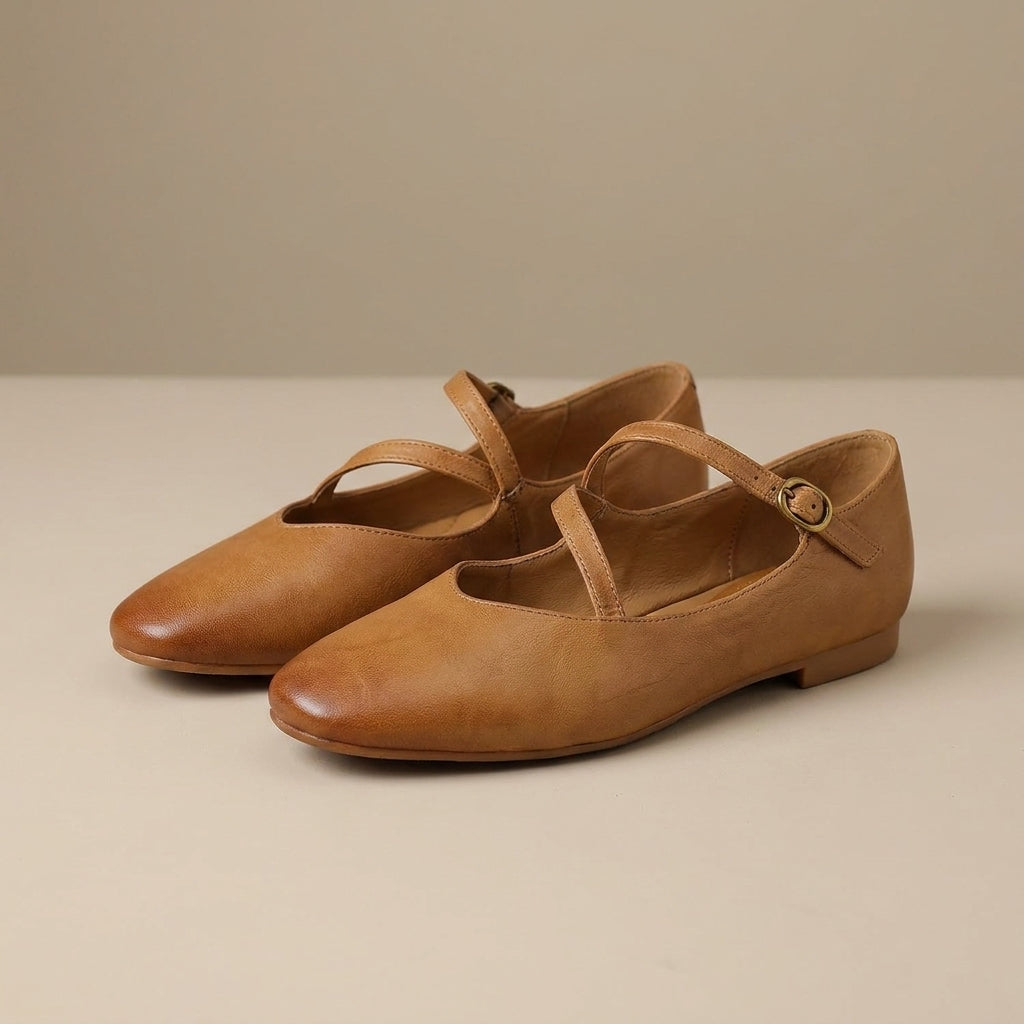 Classic Cross-Strap Mary Jane Ballet Flats