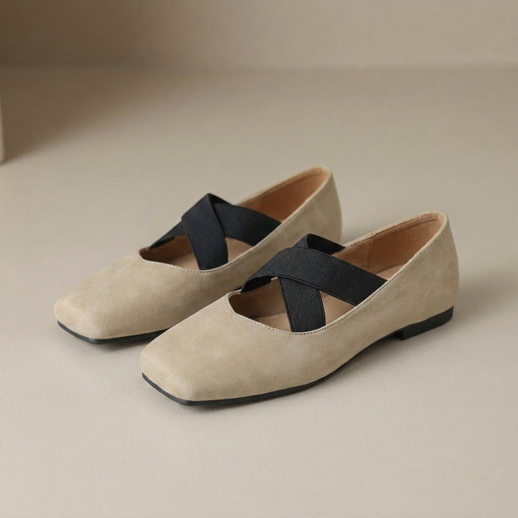 Parisian Ballet Flats with Elegant Cross Strap Comfort