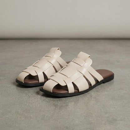 Woven Flat Slide Sandals with Minimalist Coastal Summer Elegance