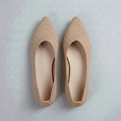 Textured Chevron Knit Pointed Toe Slip-On Flats for Refined Everyday Elegance