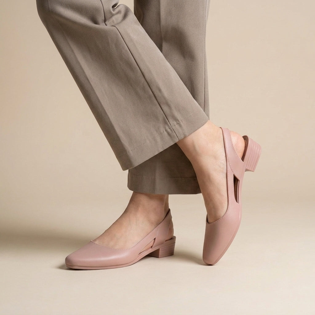Sleek Pointed-Toe Low Block Heel Slingback Sandals for Daywear