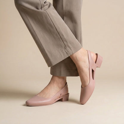 Sleek Pointed-Toe Low Block Heel Slingback Sandals for Daywear