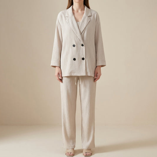 Refined Relaxed Blazer and Wide-Leg Trouser Set