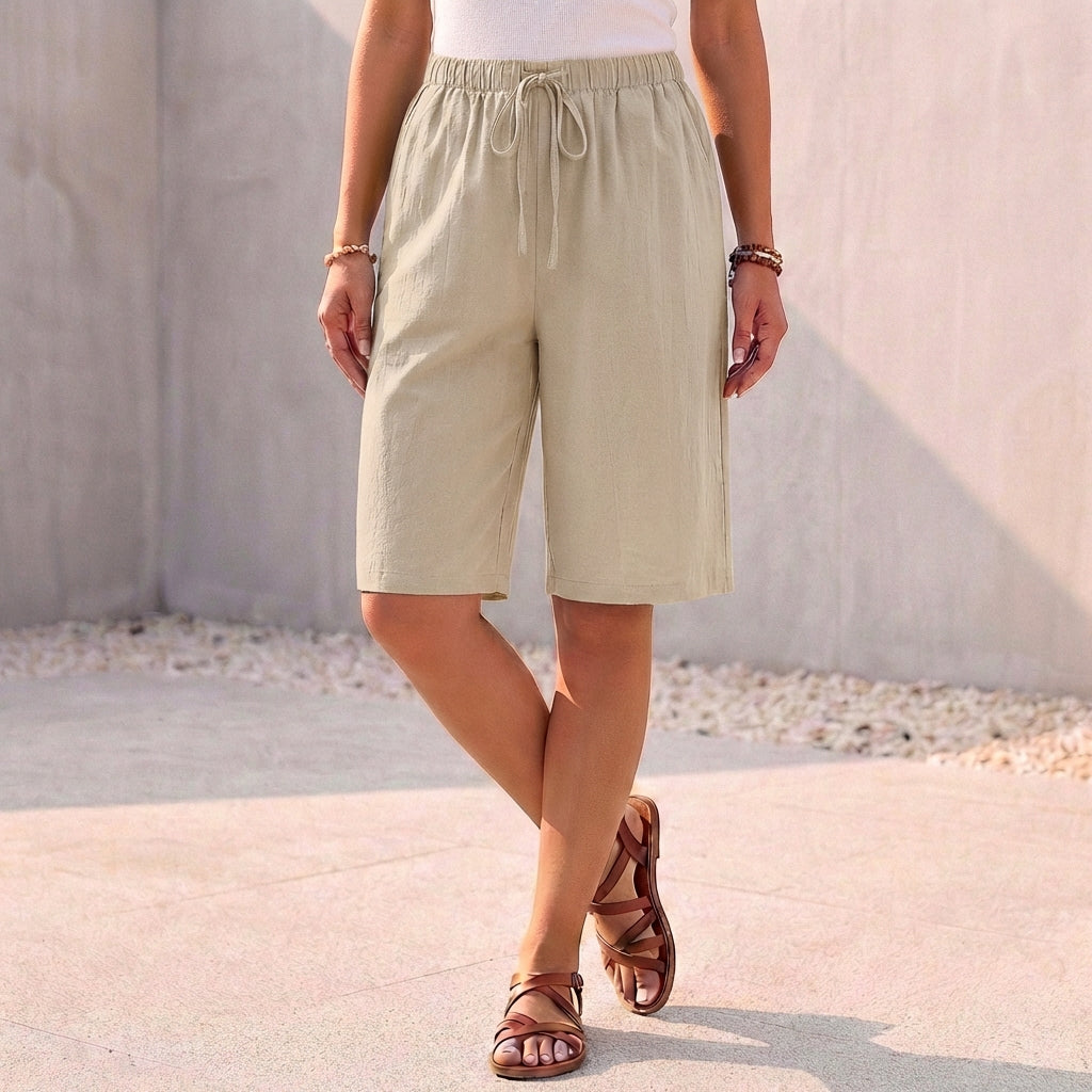 Relaxed Fit Bermuda Shorts with Drawstring Waist