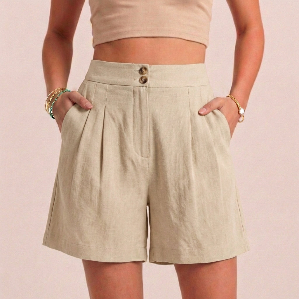 Relaxed Paperbag Waist Shorts with Tailored Side Pockets