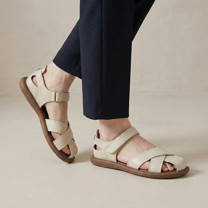 Coastal Cross-Strap Comfort Sandals with Adjustable Ankle Strap