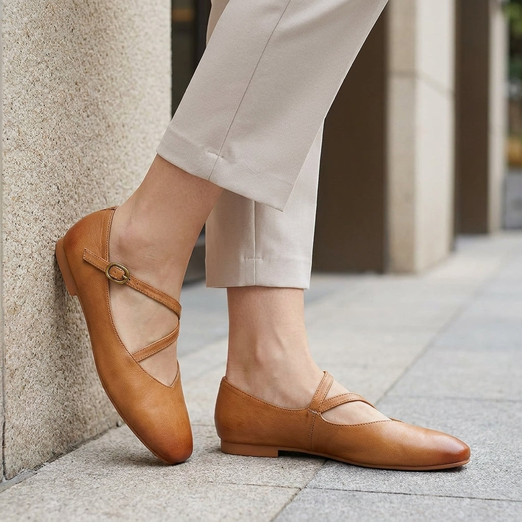 Classic Cross-Strap Mary Jane Ballet Flats