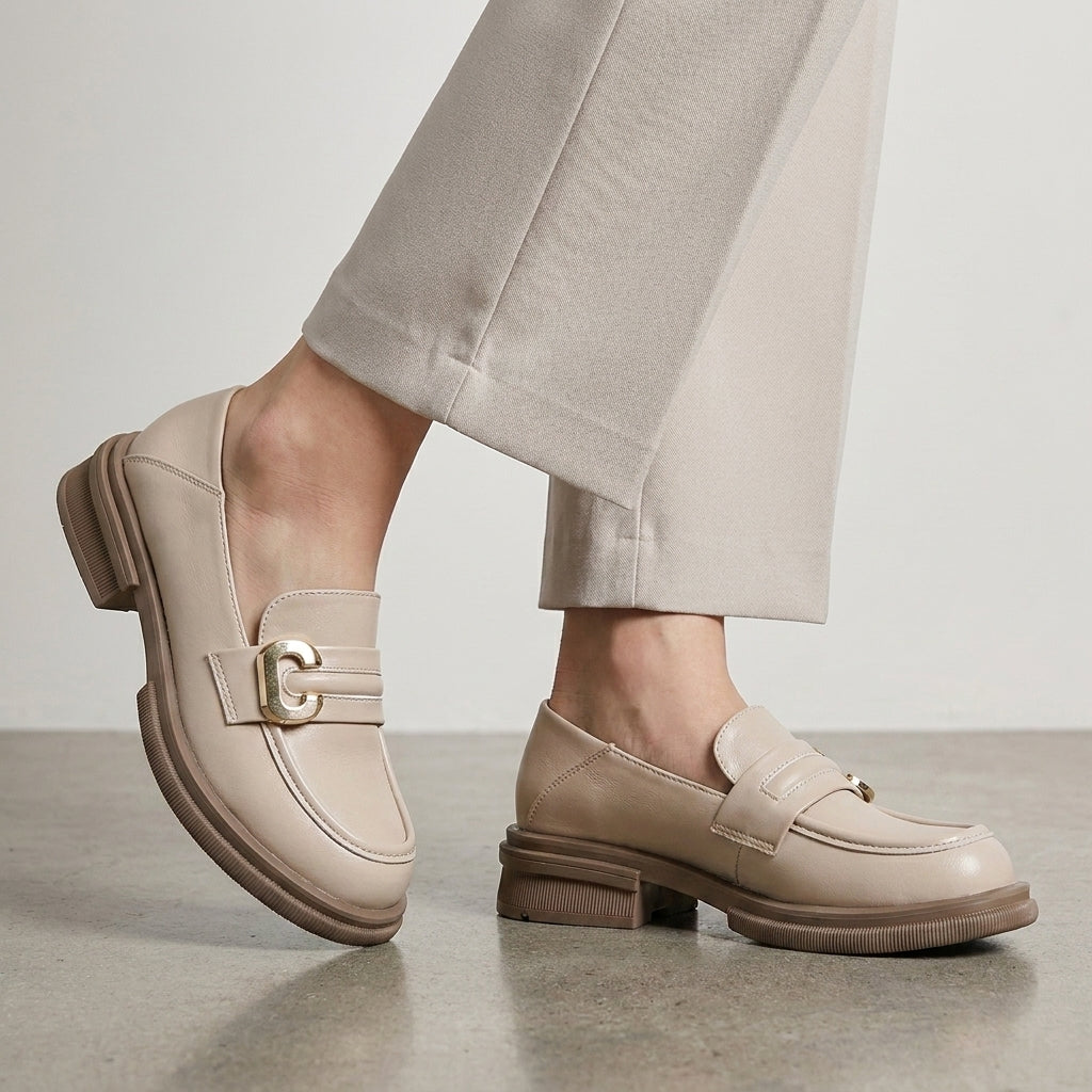 Midnight Luxe Gold Accent Slip-On Loafers for Effortless Elegance