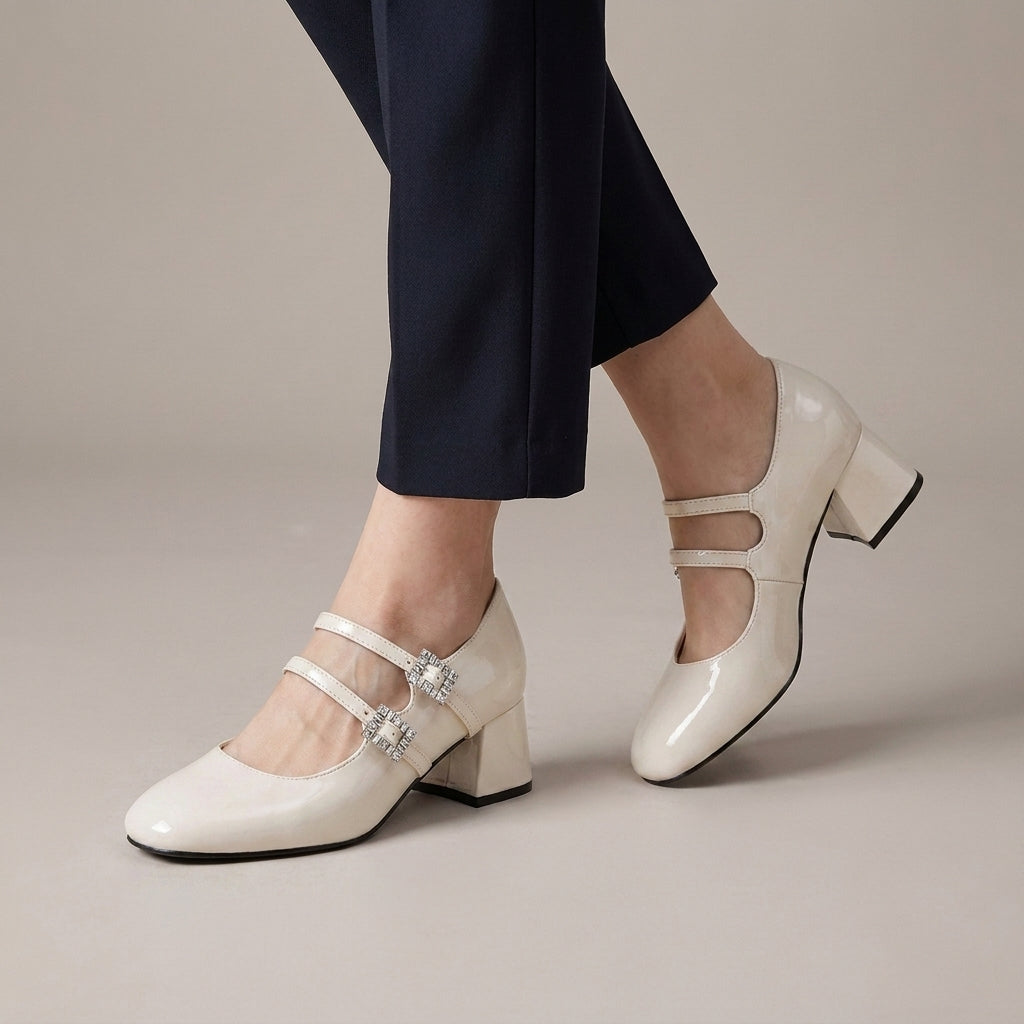 Chic Double Strap Mary Jane Heels with Polished Feminine Silhouette