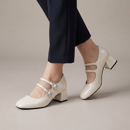 Chic Double Strap Mary Jane Heels with Polished Feminine Silhouette