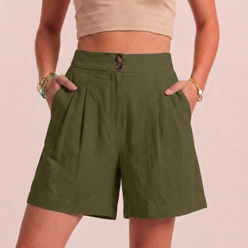Relaxed Paperbag Waist Shorts with Tailored Side Pockets