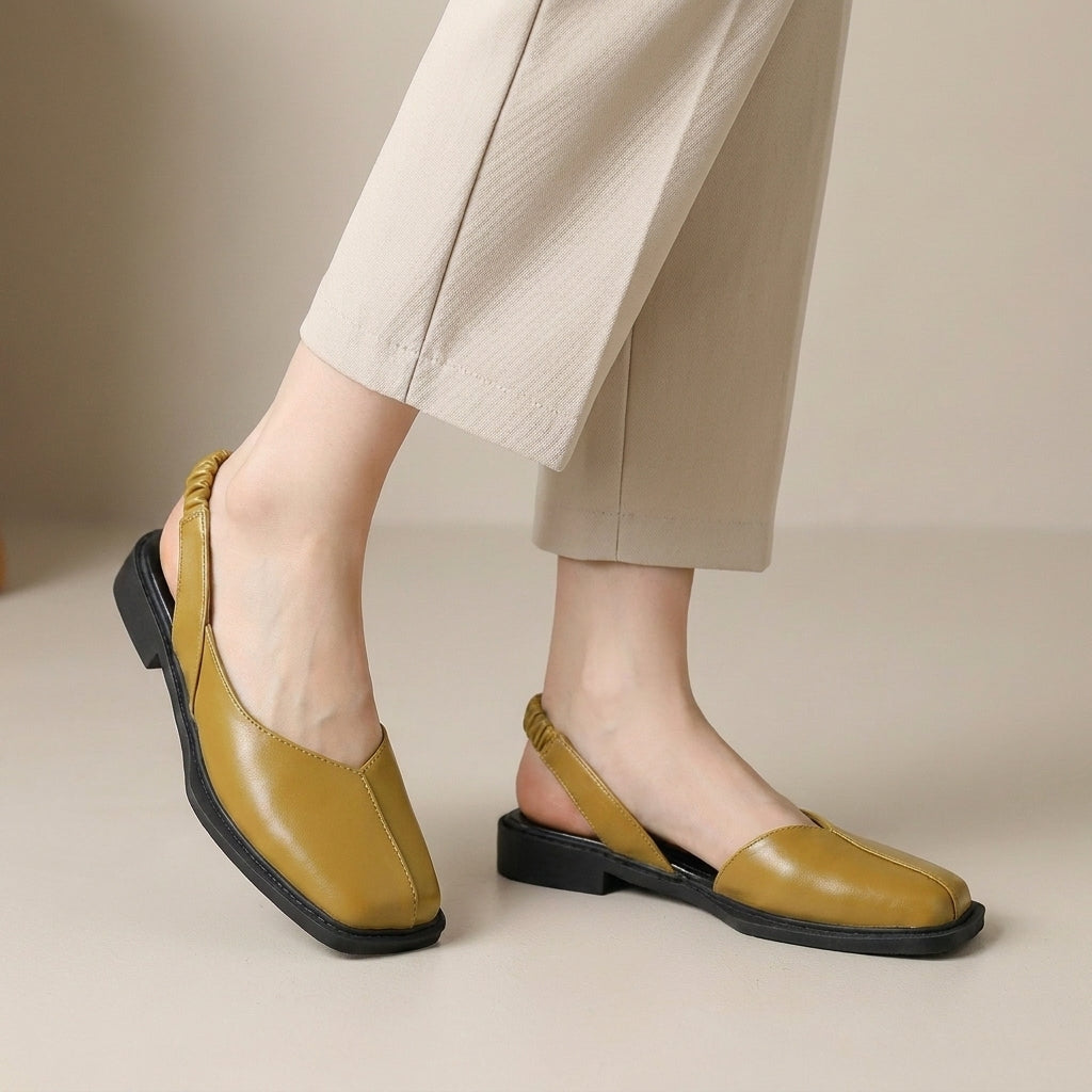 Minimalist Square-Toe Slingback Flats for Effortless Everyday Style