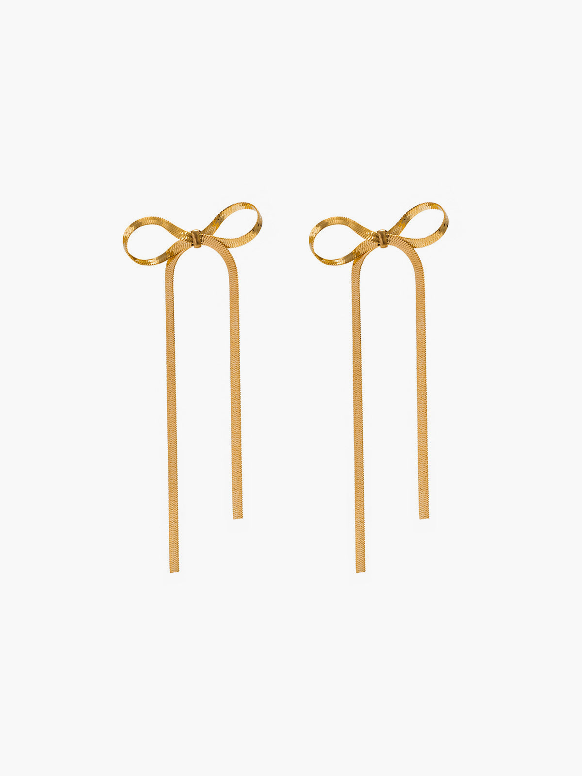 Lilo  - metal ribbon bow earrings