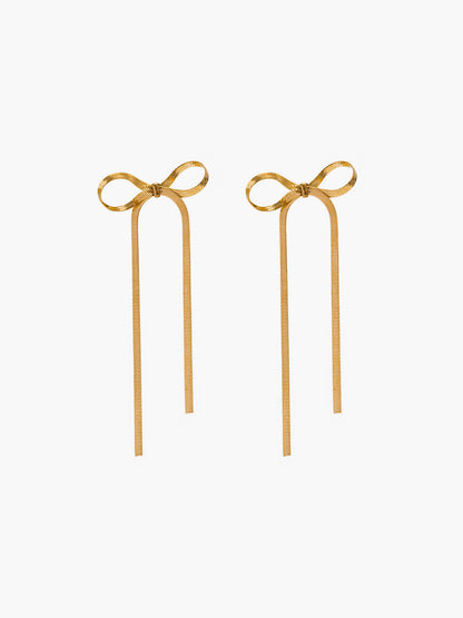 Lilo  - metal ribbon bow earrings