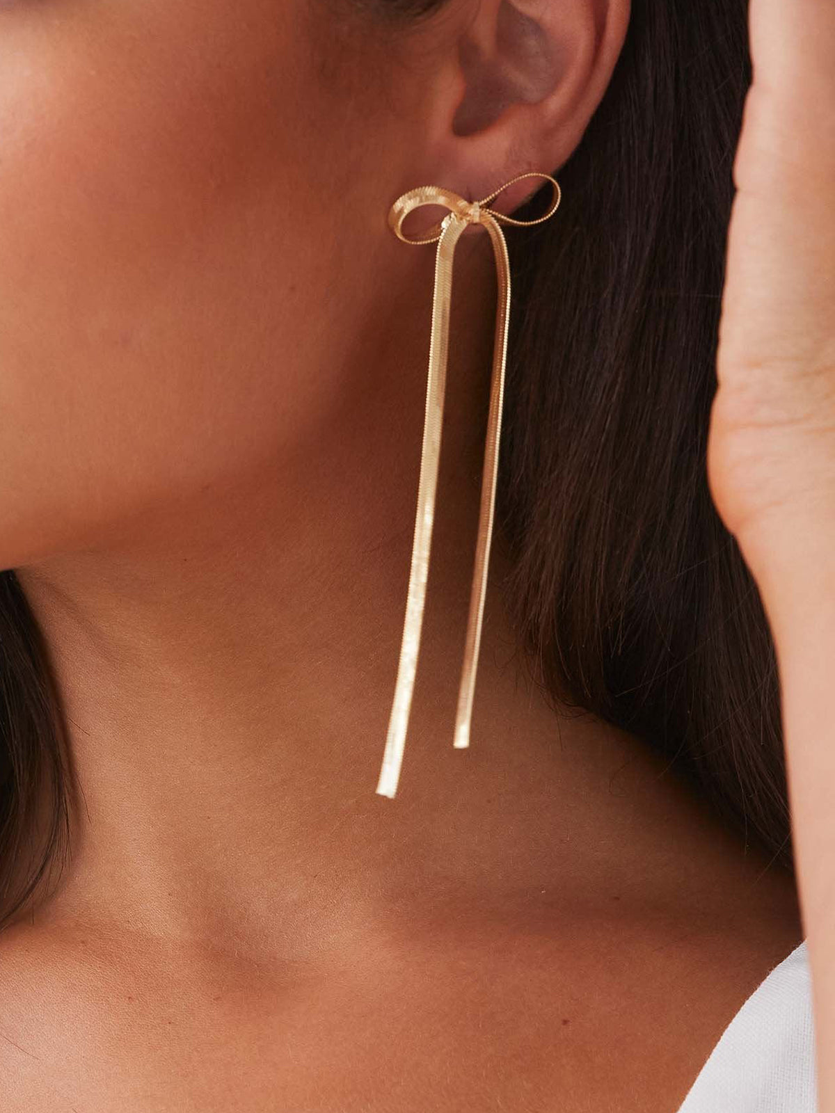 Lilo  - metal ribbon bow earrings