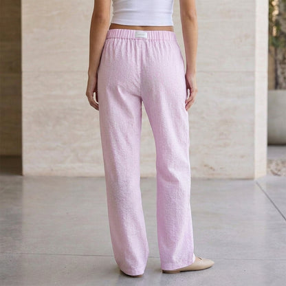 Women's Relaxed Ribbed Straight-Leg Lounge Pants with Signature Waistband