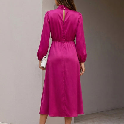 Tailored High Waist Midi Dress with Elegant Sleeves