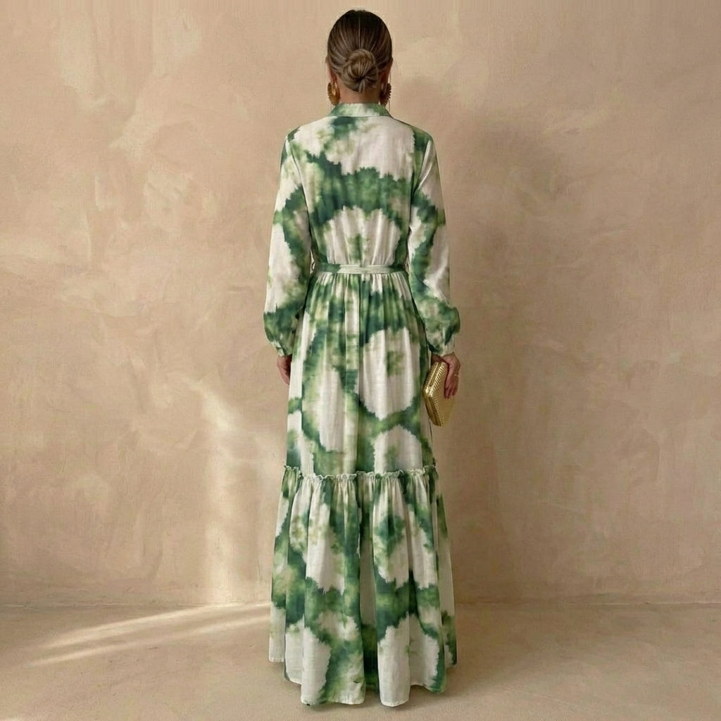 Tiered Maxi Dress with Tie-Waist and Ruffled Details for Special Occasions