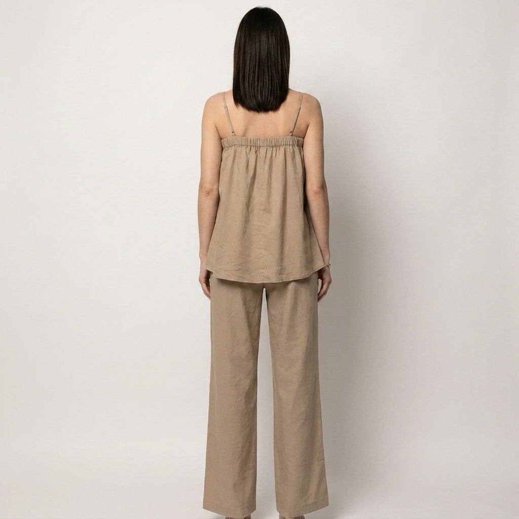 Relaxed Coastal Camisole and Wide-Leg Pants Set