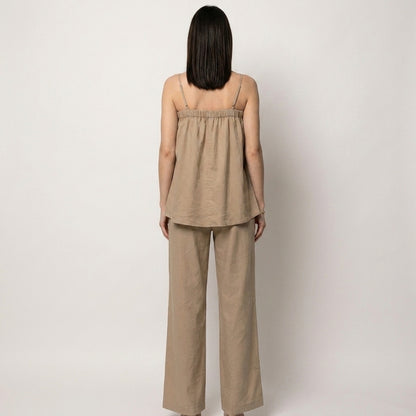 Relaxed Coastal Camisole and Wide-Leg Pants Set