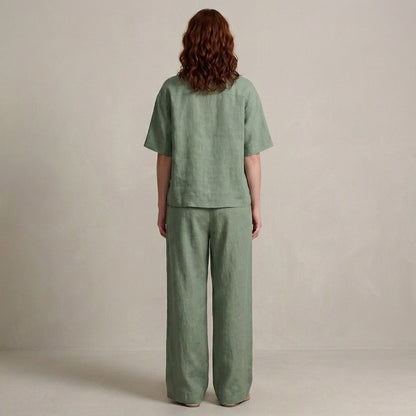 Effortless Zip-Neck Top and Wide-Leg Trouser Set