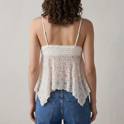 Romantic Lace Texture Babydoll Cami with Flowing Hem