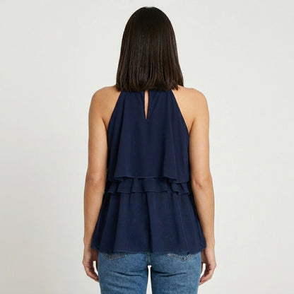 Tiered Ruffle Halter Blouse for Effortless Statement Style