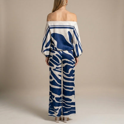 Off-The-Shoulder Two-Piece Set with Draped Sleeves