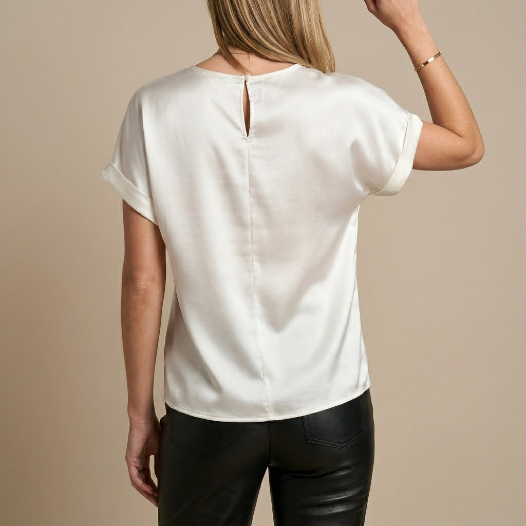 Relaxed Tops with Rolled Cuff Detailing for Evening Elegance